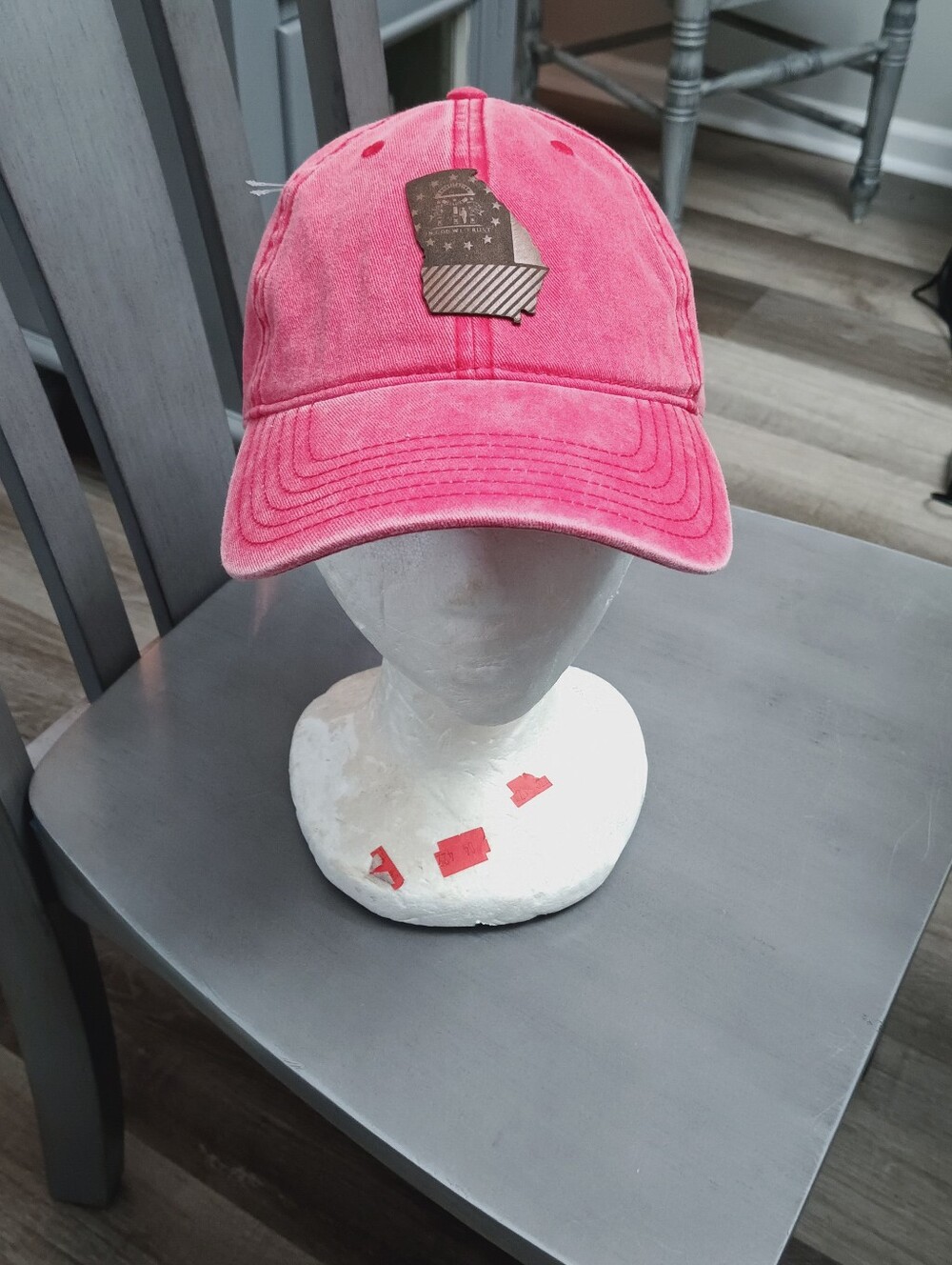 Men's The Game Red Denim Baseball Cap with State Of Georgia Patch